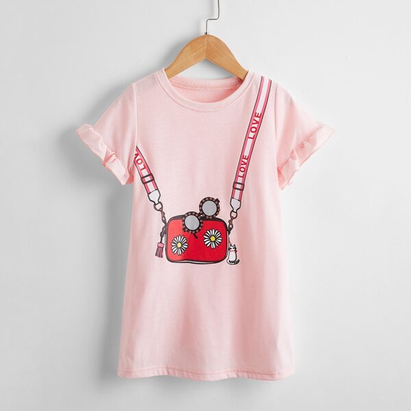 

Toddler Girls Letter Graphic Tee Dress, Baby pink