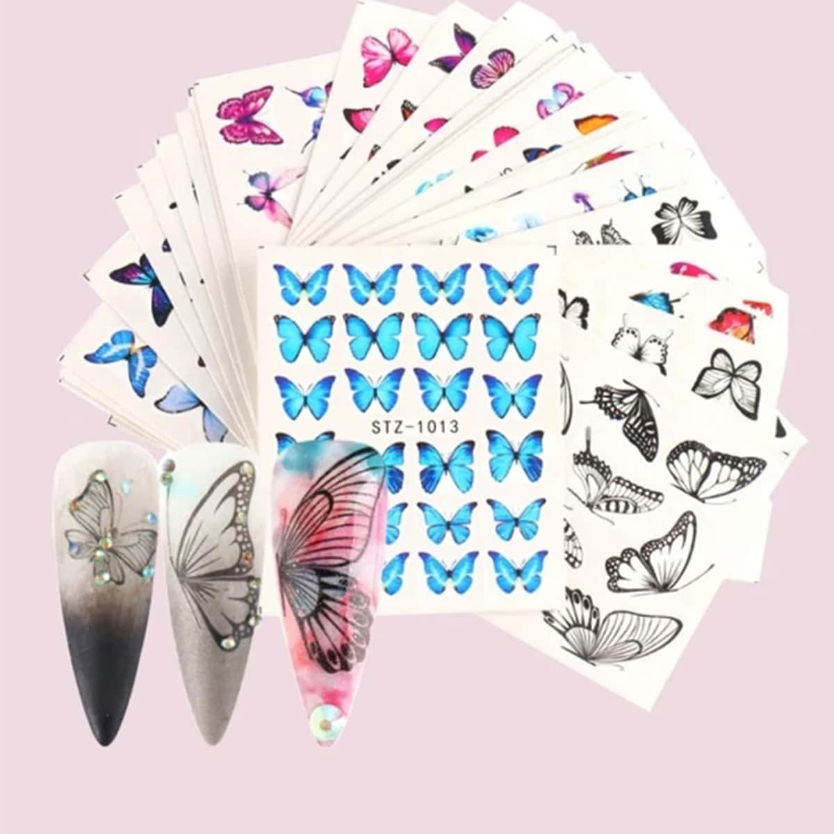 

30pcs Butterfly Nail Art Sticker, Multicolor