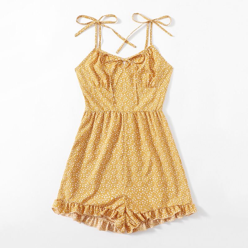 

Ditsy Floral Tie Shoulder Romper, Yellow
