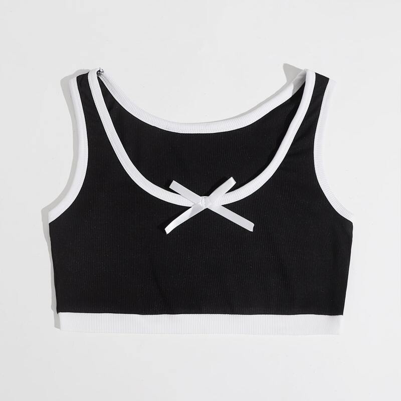 

Ringer Bow Tank Top, Black and white