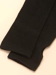 1pair of Simple Plain Long Fingerless Gloves - Black - View 3