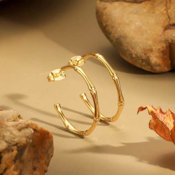 

Gold Plated Bamboo Joint Earrings
