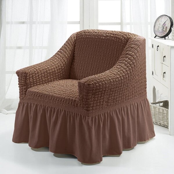 

Solid Color Ruffle Sofa Slipcover, Brown