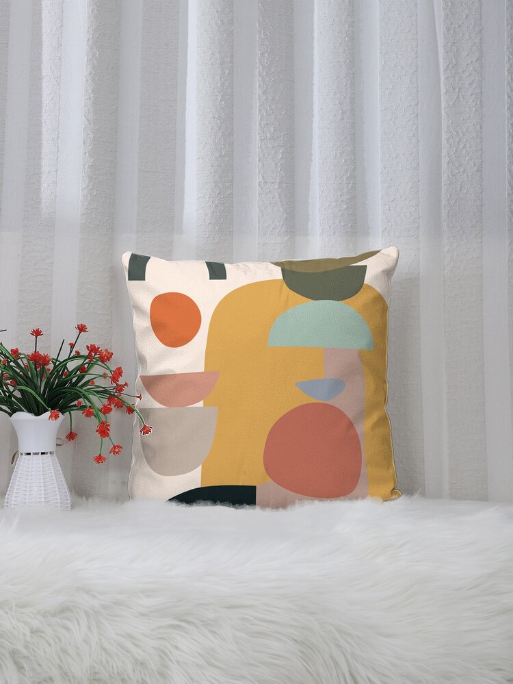 Abstract Pattern Cushion Cover Without Filler, Modern Throw Pillow Case For Sofa, Home Decor - Multicolor - View 5