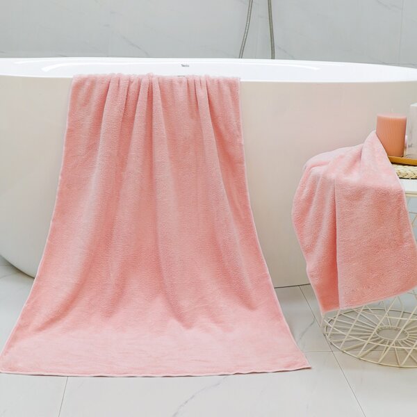 

2pcs Solid Color Towel Set, Pink