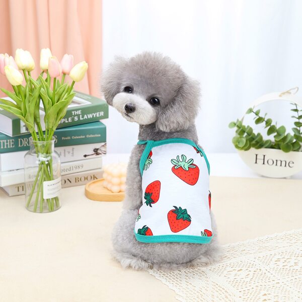 

Strawberry Print Pet Tank Top, White