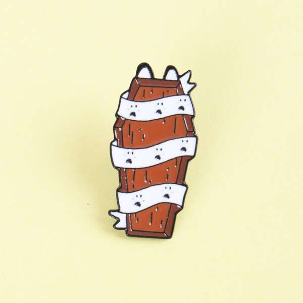 

Cartoon Coffin Brooch, Multicolor