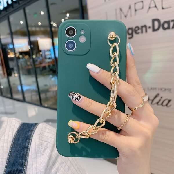 

Chain Hand Strap Phone Case, Dark green