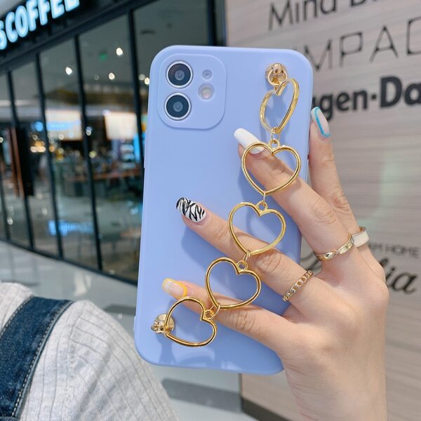 

Heart Chain Hand Strap Phone Case, Blue
