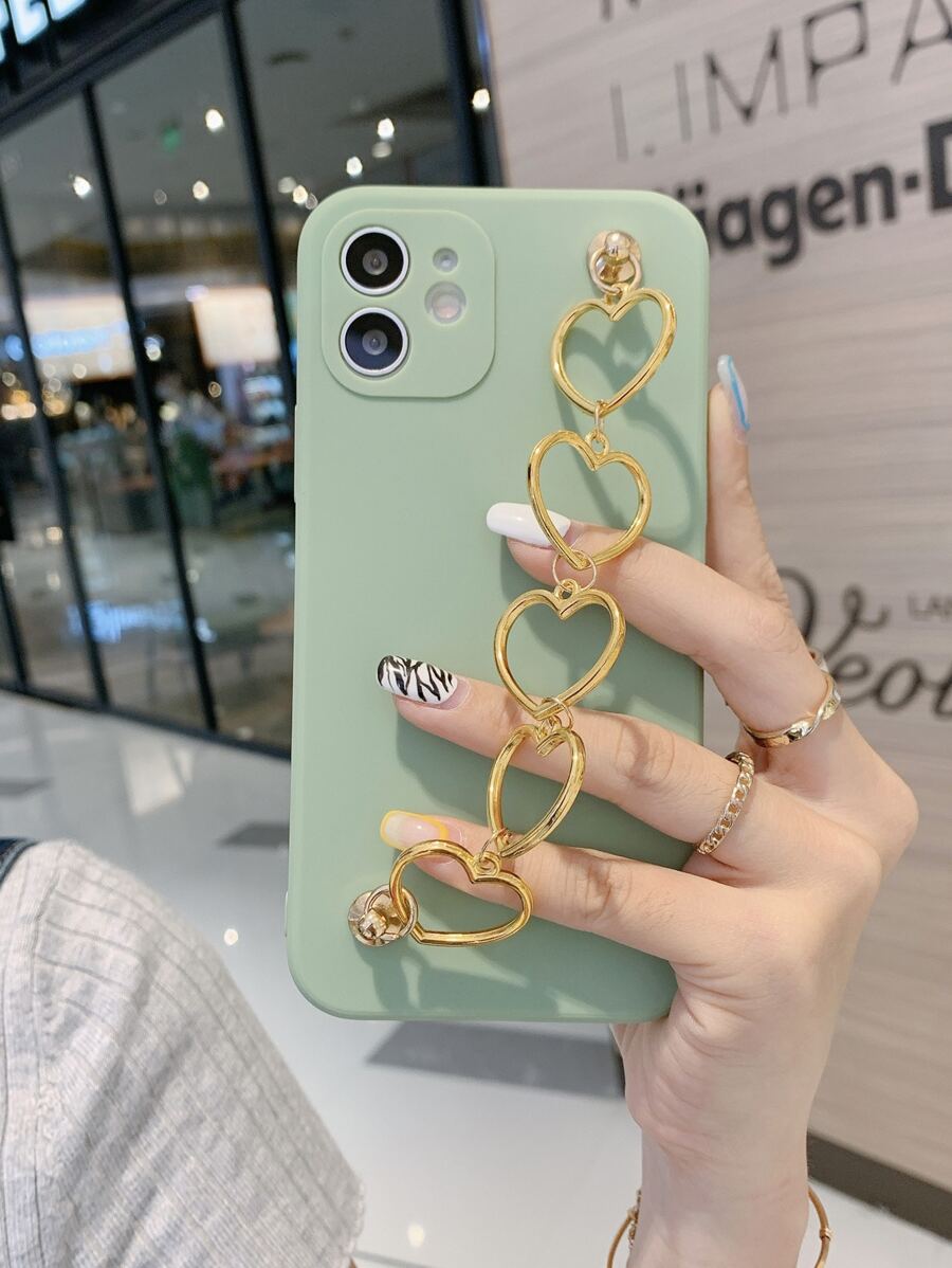 心形鏈條手掌帶手機殼 - 綠色 - 查看 1
