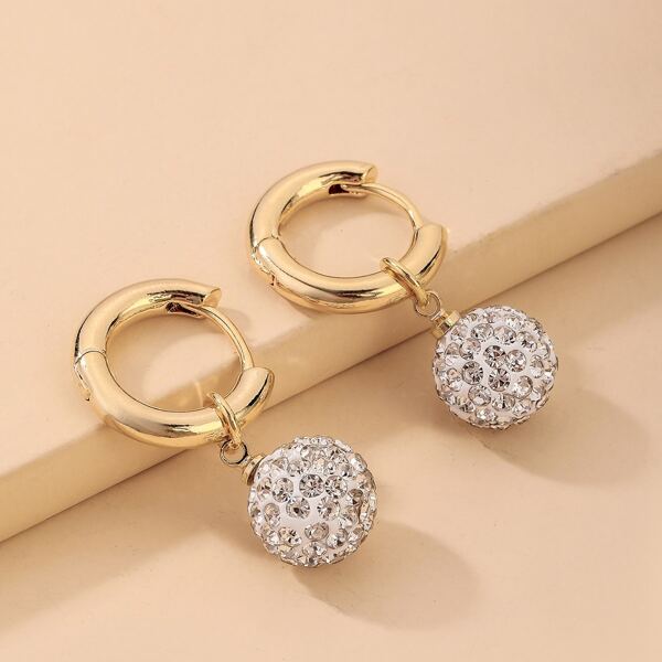 

Rhinestone Ball Earrings, Gold