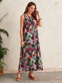 EMERY ROSE Vestido tank con estampado floral de cuello redondo - Multicolor - Ver 4