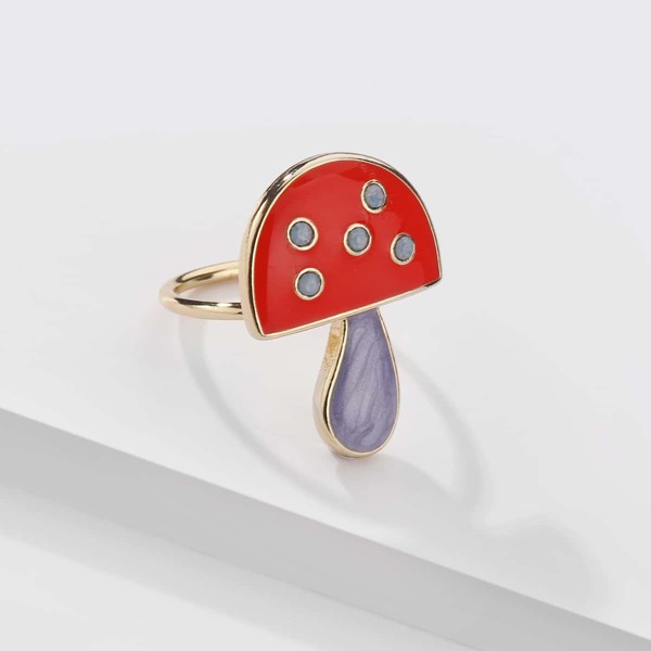 

Mushroom Decor Ring, Red