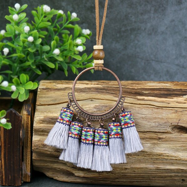 

Tassel Charm Necklace, Multicolor