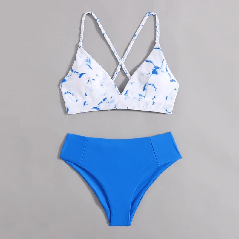 

Marble Print Bikini Swimsuit, Multicolor