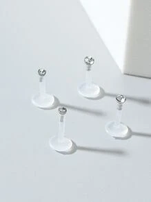 4入组/套水鑽裝飾唇釘適合女士和男士,龐克穿孔,A時尚身體鏈禮品適用於任何場合