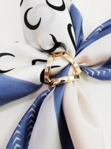 極簡風格絲巾搭扣圈 - 金色 - 查看 1