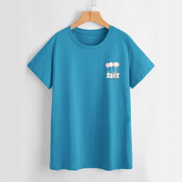 

Letter & Cartoon Graphic Tee, Blue
