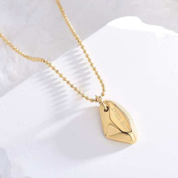 

Letter Detail Geometric Charm Necklace, Gold