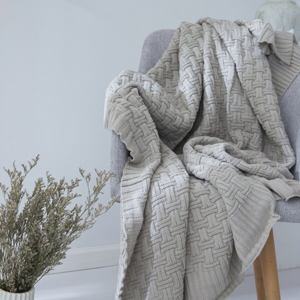 

Solid Color Knitted Throw, Grey