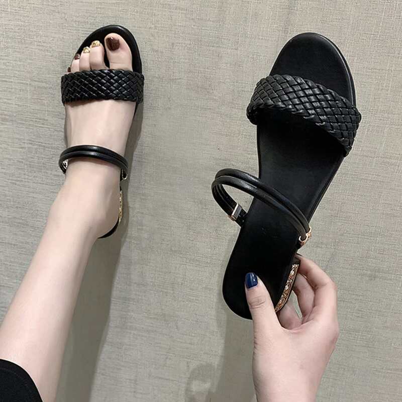 

Braided Band Slide Sandals, Black