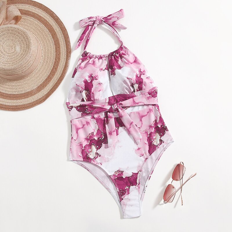 

Graphic Knot One Piece Swimsuit, Multicolor