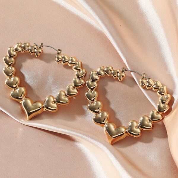 

Heart Design Hoop Earrings, Gold