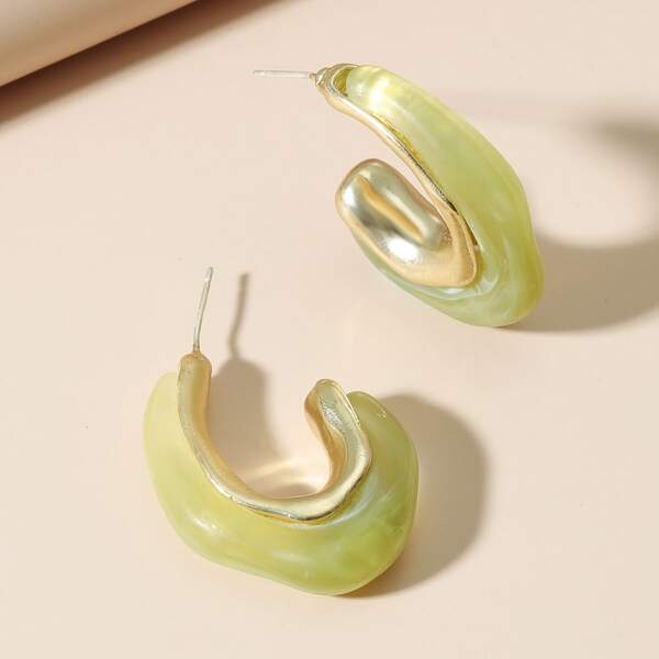 

Irregular Open Hoop Earrings, Mint green