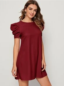 SHEIN Privé Vestido túnico de espalda con abertura de ojo de manga farol - Granate - Ver 5