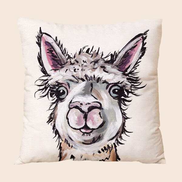 

Alpaca Print Cushion Cover Without Filler, Multicolor