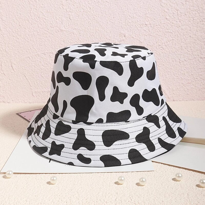 

Guys Cow Print Bucket Hat, Black and white