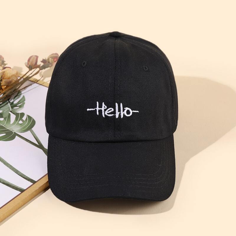 

Letter Graphic Embroidery Baseball Cap, Black