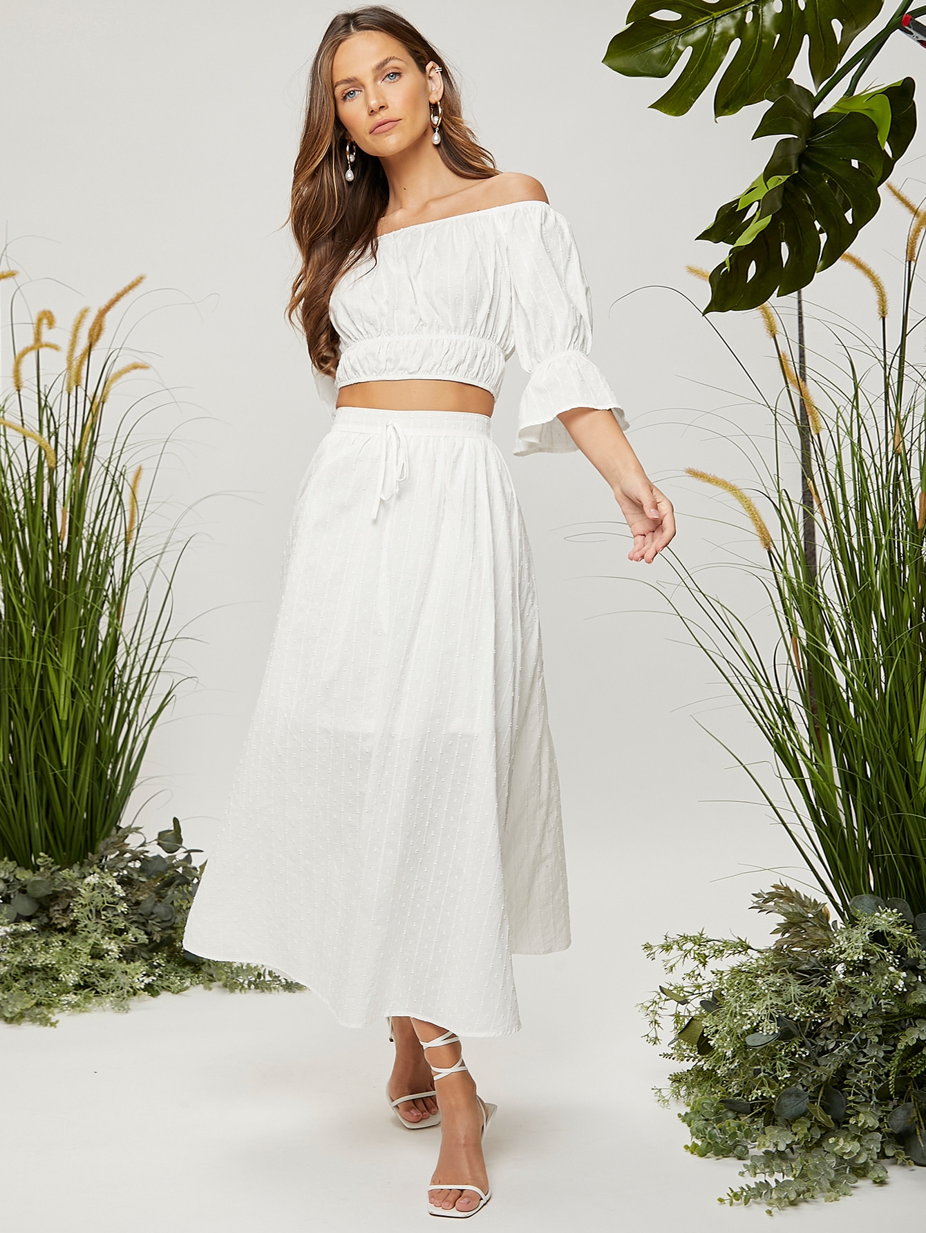 SHEIN SHEIN Boho Vlak Tweedelige uitrusting Rimpeling