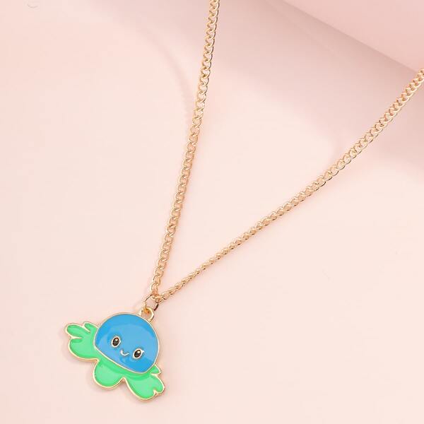 

Cartoon Octopus Charm Necklace, Multicolor