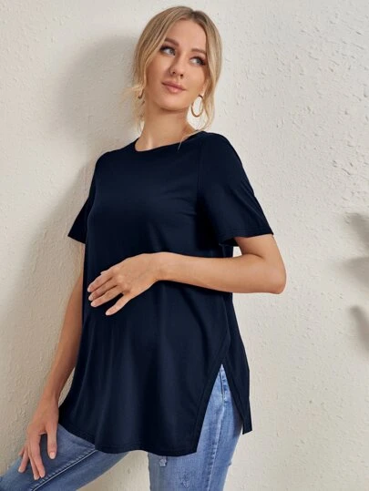 SHEIN Maternity Split Side Solid Tee