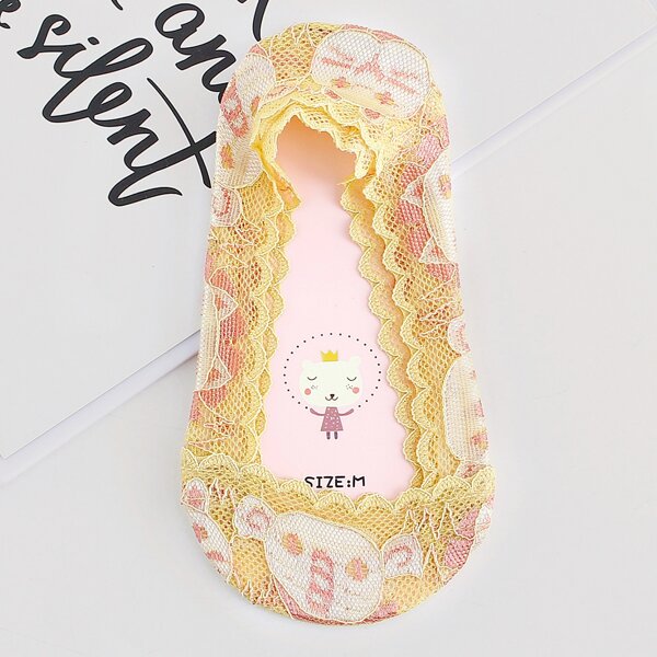

Toddler Girls Cartoon Graphic Invisible Socks, Yellow