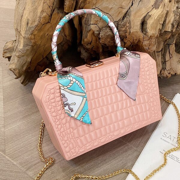 

Twilly Scarf Decor Box Bag, Pink