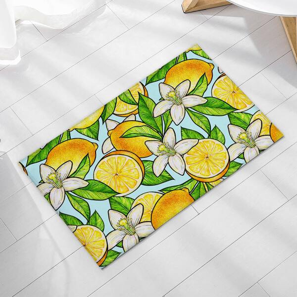 

Lemon Print Floor Mat, Multicolor