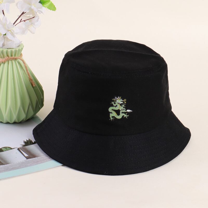 

Dragon Print Bucket Hat, Black