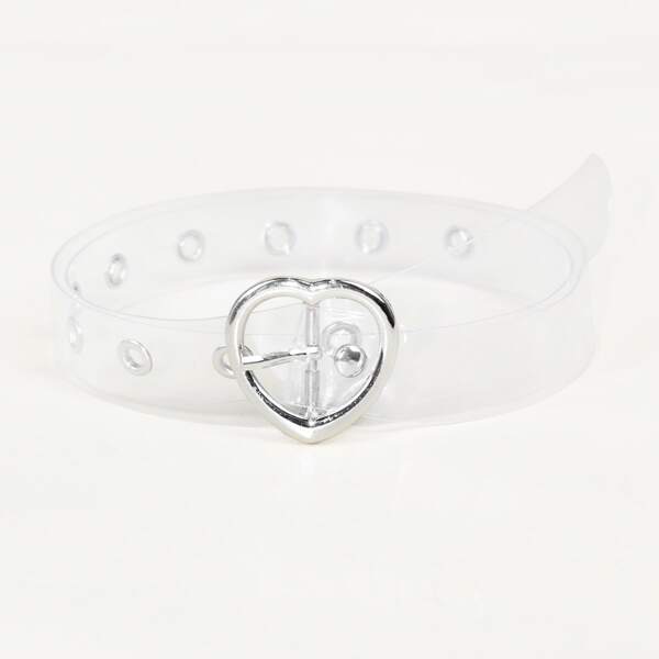 

Girls Heart Buckle Clear Belt