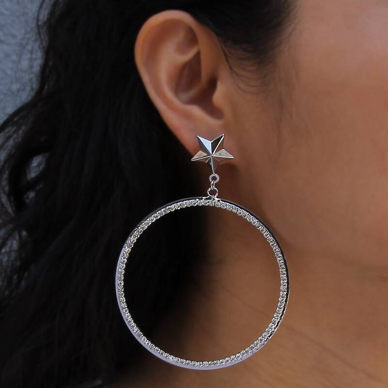 

Star Drop Earrings, Silver