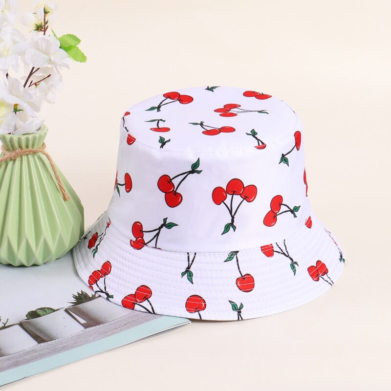 

Cherry Print Bucket Hat, White