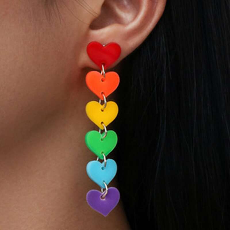 Heart Drop Earrings, Multicolor