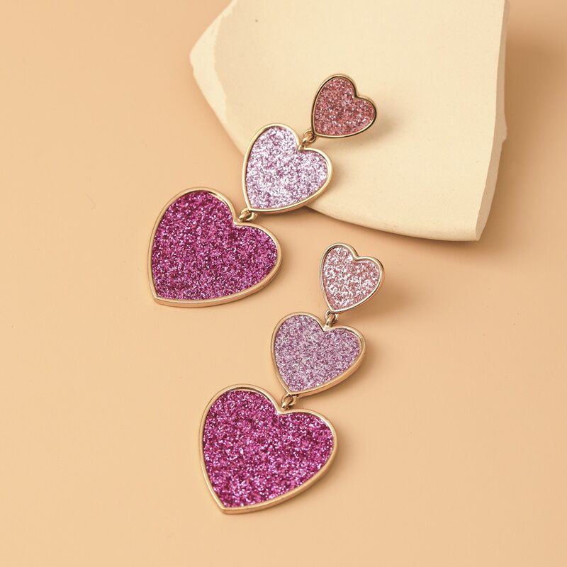 

Heart Drop Earrings, Purple