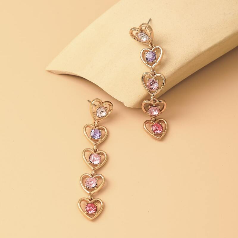 

Heart Drop Earrings, Gold