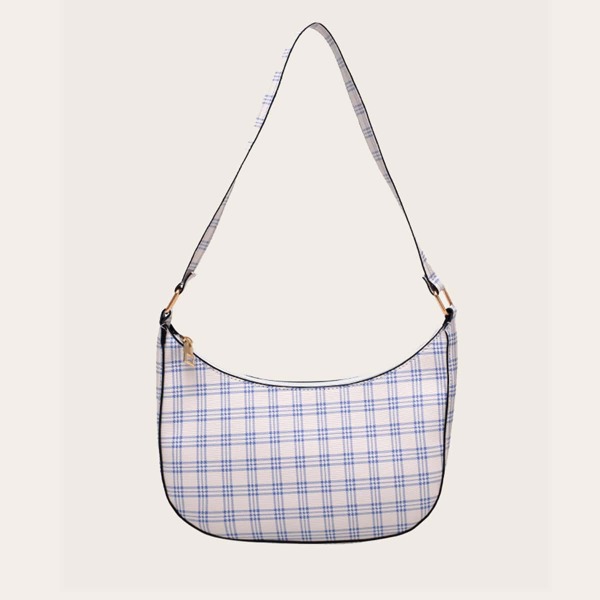 

Plaid Baguette Bag, Baby blue