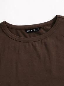 SHEIN EZwear 素色短版背心上衣 - 巧克力棕 - 查看 5