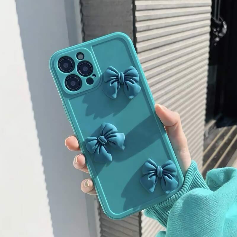 

Bow Decor Phone Case, Cadet blue