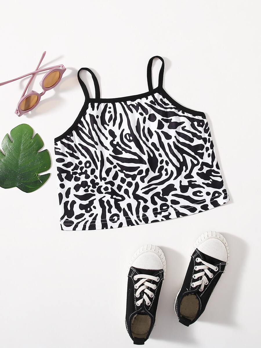 Top de tirantes de rayas de cebra - Blanco y Negro - Ver 1