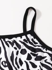 Top de tirantes de rayas de cebra - Blanco y Negro - Ver 3